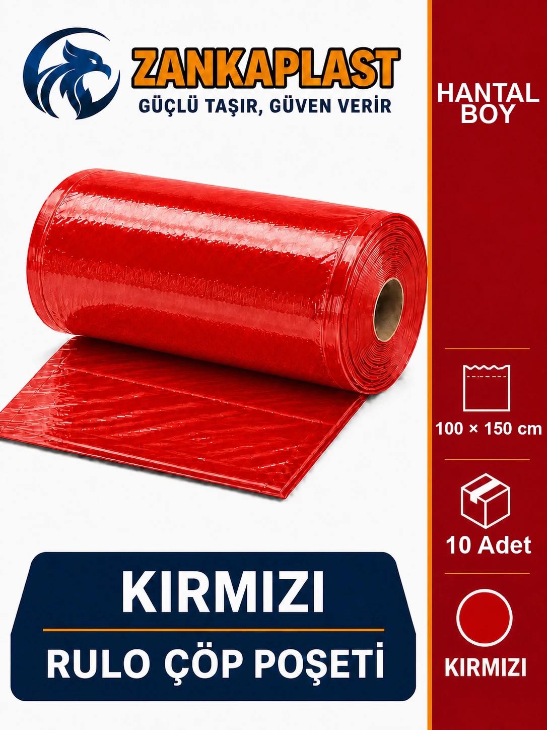 Rulo Çöp Poşeti Ölçü 100x150 cm 10 Adet Hantal Boy